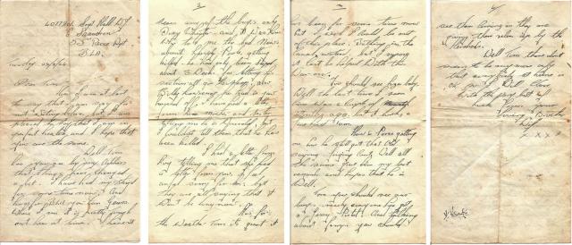 A letter from Wilfred Hall to his brother Thomas who was in No.1 Cdo