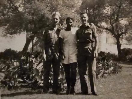 Sgt Matthias (No.1 Cdo) on the left with Bob and Bill