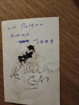 Reverse of image "On patrol Burma 1944"