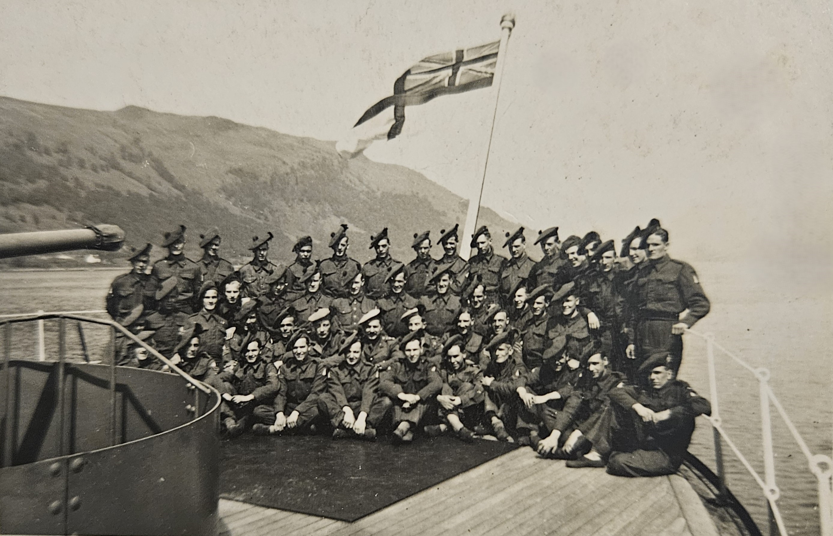 Commandos on the quarter-deck of HMS Queen Emma