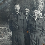 Fred Freeman (No.7 Cdo) (centre) and others Stalag IV A