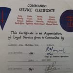 Commando Service Certificate for Pte Tom Flavell