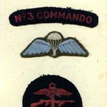 Insignia patches of Gdsm. J.J. Jenkins, No.3 Commando