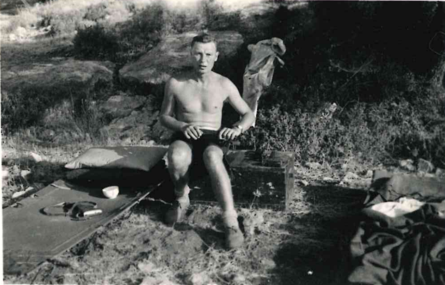 Effie Gibson 6 o'clock in the morning weapon cleaning. Operation Golden Eagle. July 56 Cyprus.