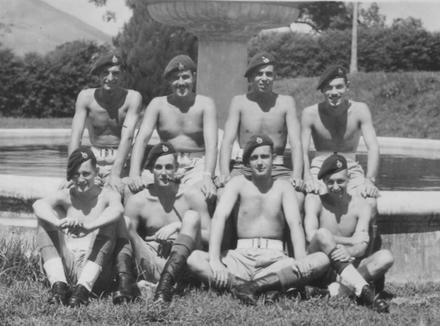 Mne. Ledger 45 Commando RM (top right) and others, July 1946 Fanling.