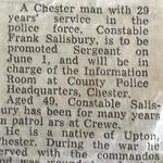 Newspaper report about Police Sgt. Frank Salisbury (formerly No.6 Cdo)