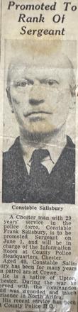 Newspaper report about Police Sgt. Frank Salisbury (formerly No.6 Cdo)