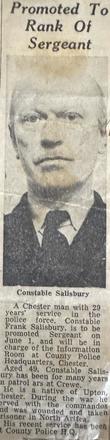 Newspaper report about Police Sgt. Frank Salisbury (formerly No.6 Cdo)