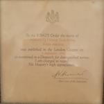 Sgt. Maley 41RM Commando, MiD certificate