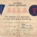 Commando Service Certificate for Sgt. Wright 46 RM Cdo