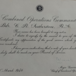 Bdr. C.R. 'Ron' Featherstone, Combined Operations Certificate of good service