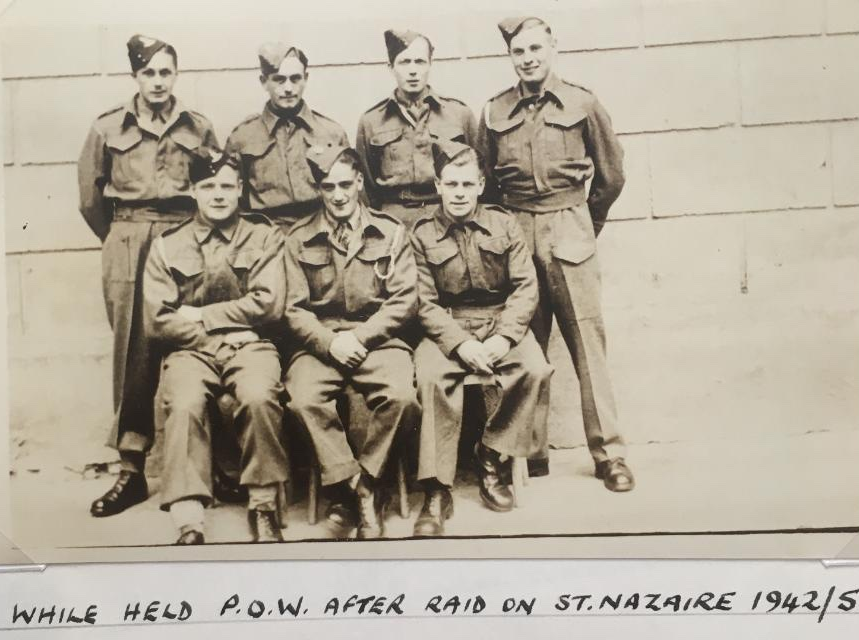 Fus. John Cudby, No.2 Commando (back row 2nd from left) and other prisoners of war