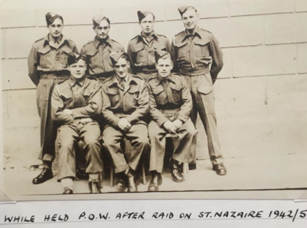 Fus. John Cudby, No.2 Commando (back row 2nd from left) and other prisoners of war
