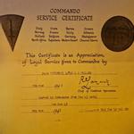 Commando Service Certificate for Laurence Holland RM Engineer Commando