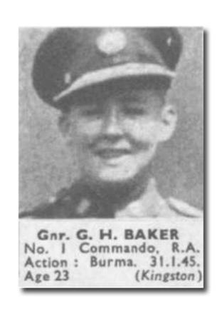 Gunner George Horace Baker, No.1 Cdo., kia 31/1/1945 Burma