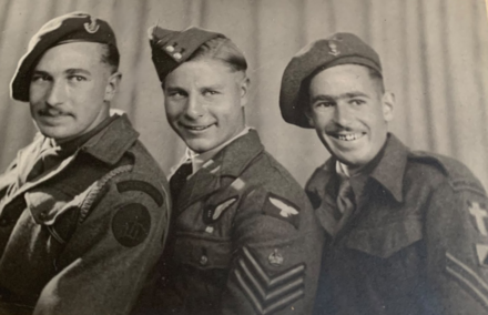 Pte Ronald Chilton, No.3 Cdo. on left; his brother Sid on right; middle not known
