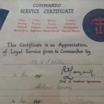 Commando Service Certificate of Pte. Ronald Frederick Chilton, No.3 Commando