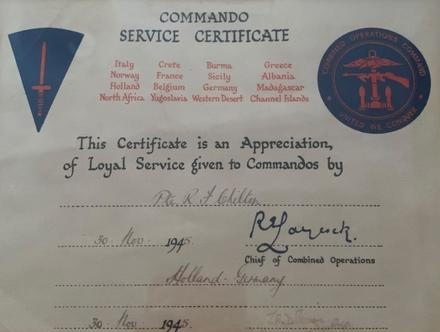 Commando Service Certificate of Pte. Ronald Frederick Chilton, No.3 Commando