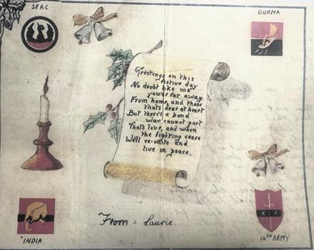 Xmas Card from Mne Laurie  Page, 44RM Commando