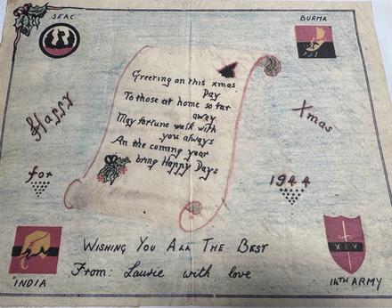 Xmas Card (2) from Mne Laurie  Page, 44RM Commando