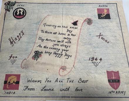 Xmas Card (2) from Mne Laurie  Page, 44RM Commando