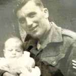 Sgt. Wilfred Joseph Broderick, 45RM Commando, and child