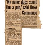 Newspaper report on Capt the Duke of Wellington No.2 Cdo