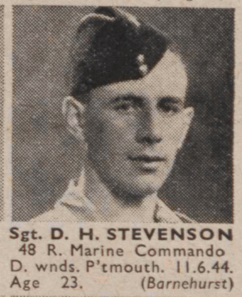 Sergeant Donald Henry Stevenson, 48RM Commando died of wounds 11/6/44.