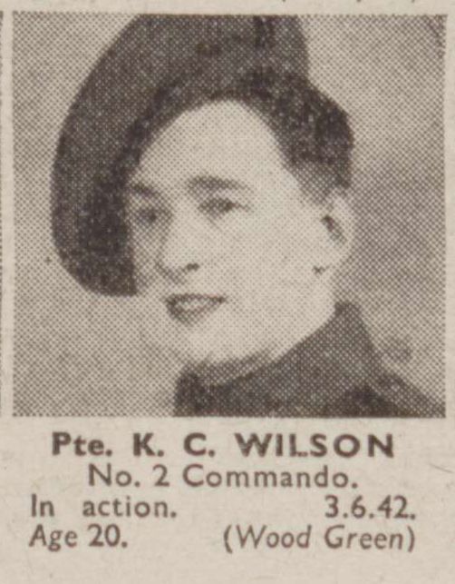 Private Kenneth Charles Wilson, No.2 Commando died 3/6/42 UK.
