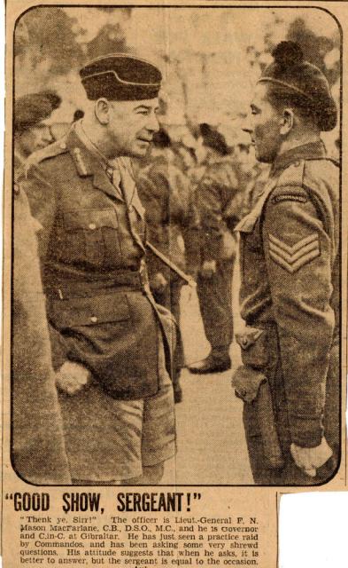 Lt. Gen. Sir Frank Noel Mason-Macfarlane inspects No.9 Commando