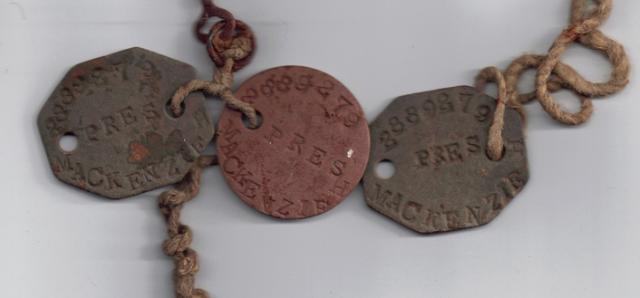 Dog Tags of of Pte Hugh 'Blake' MacKenzie