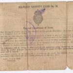 Lt H W Wright's Military Identity Card 1945 (reverse)