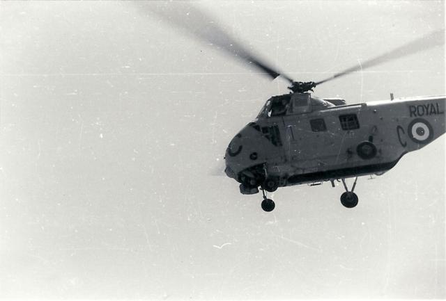 Chopper taking off from Dhala Camp, Aden, circa 1961