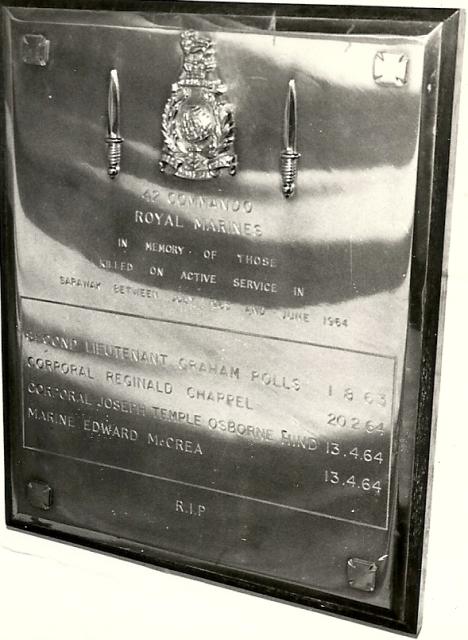 42 Commando RM plaque for those killed Sarawak 1963/4