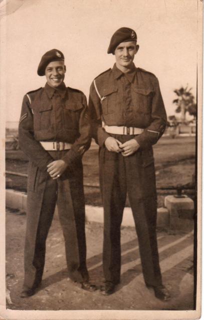 Thomas Cooke (on right) and ? at Alexandria,  21 Dec 1943