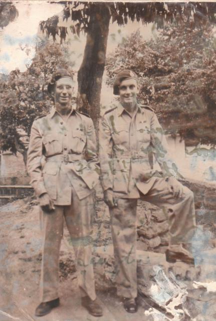 Unknown (left) and Thomas Cooke, 42RM Cdo., 1945