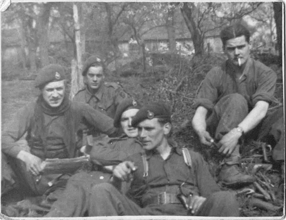 Mne. Andrew Hill (2nd from right) 45RM Commando, and others