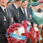 Veterans waiting with wreaths at the 45RM Cdo monument.