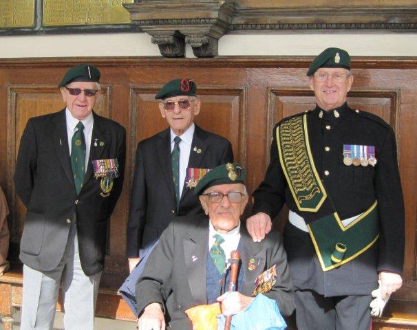 Johnny Morris (2 Cdo), Billy Moore (5 Cdo), Dougie Roderick (3 Cdo), and CVA Standard Bearer Fred Davies