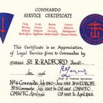 Commando Service Certificate Sgt Robert Radford