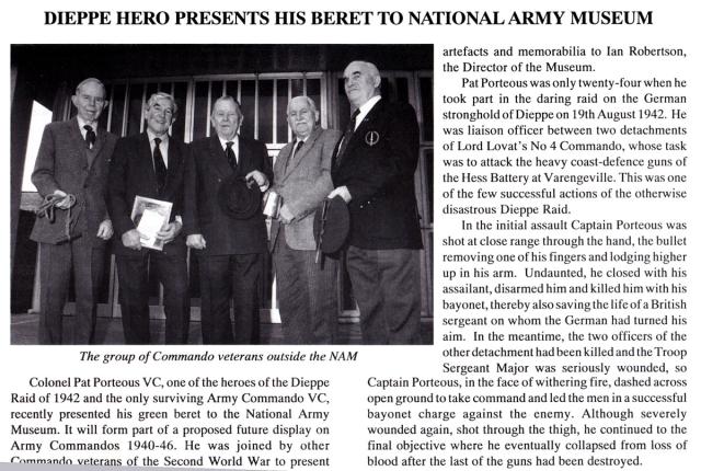 Col. Tony Lewis DSO MBE, Maj. Jimmy Dunning, Maj.Pat Porteous VC, Henry Brown OBE, and Stan Scott