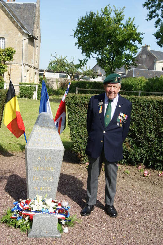 Bert Beddows at the No.3 Cdo memorial Amfreville June 2013