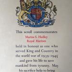 ROH Scroll for Marine Stanley Hedley, 48RM Commando