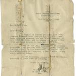 Letter to the parents of Mne. Charles Beer 40RM Cdo. re wounding
