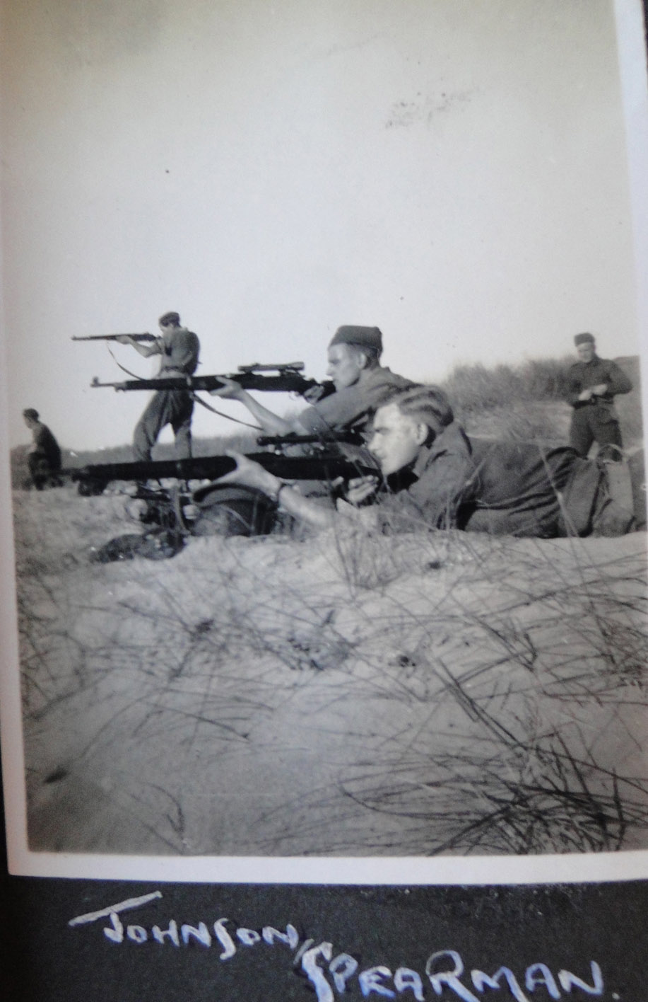 Bill Johnson and Gdsm. Spearman and LCpl. Cunningham, No.4 Commando, Aberdovey Snipers Course
