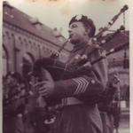 Pipe Major T.A. Maclauchlan, St Annaland, April 1945