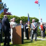 Keith Taylor, son of Eric Taylor 46RM Cdo.,thanking local dignitaries