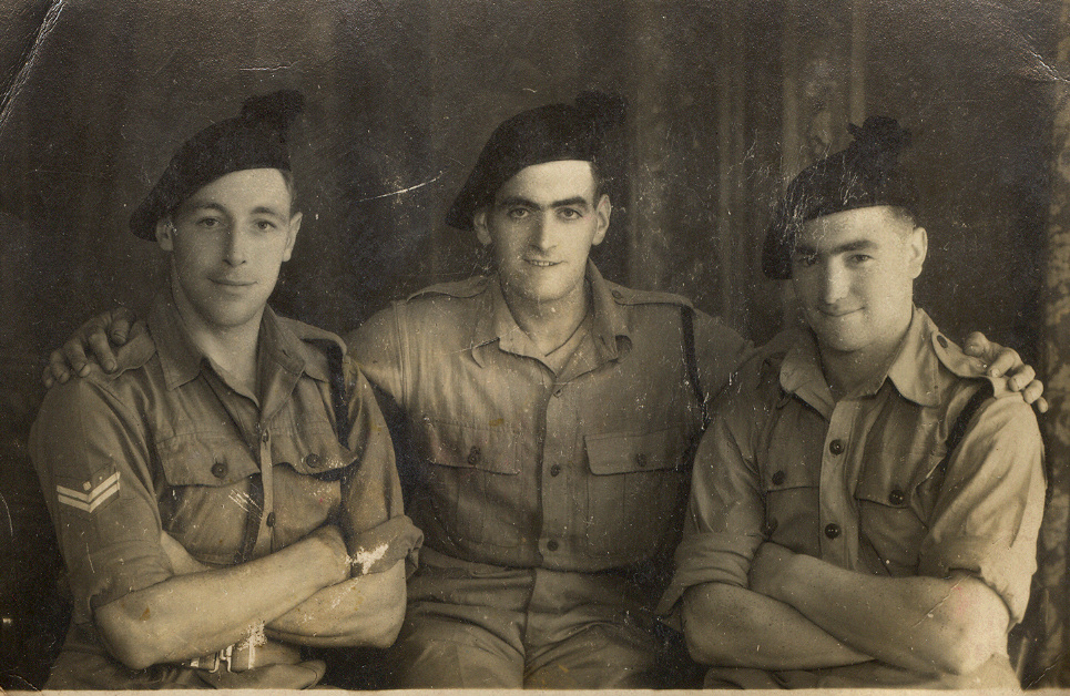 Brian Kelly (on the left) and 2 others - No.9 Commando