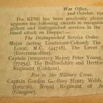 Entry from London Gazettes re bar to the Military Cross for Capt. Webb