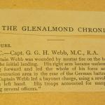Glenalmond Chronicle entry with detail of the bar to the MC for Capt. Webb